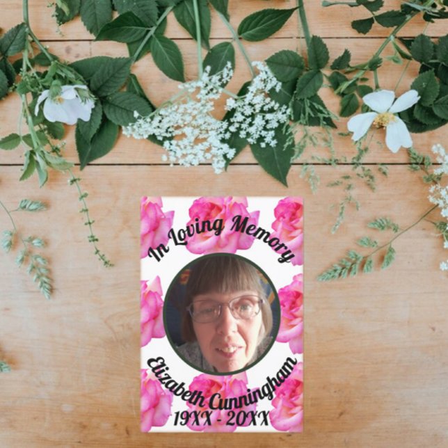 Pink Rose Loving Memory Photo with Poem Memorial  Invitation (Creator Uploaded)