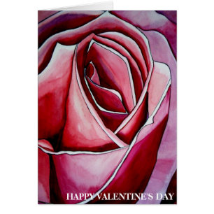 Pink Rose macro flower Valentine's Day card