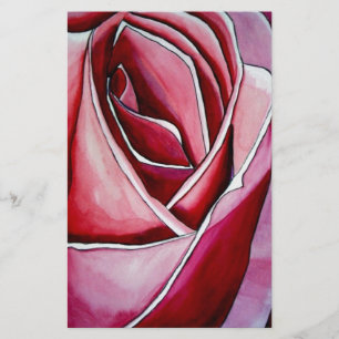 Pink Rose macro flower watercolor abstract art