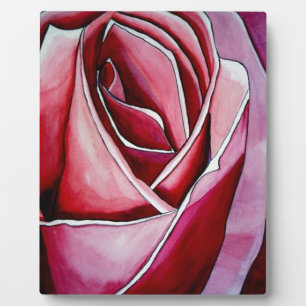 Pink Rose macro flower watercolor abstract art Plaque