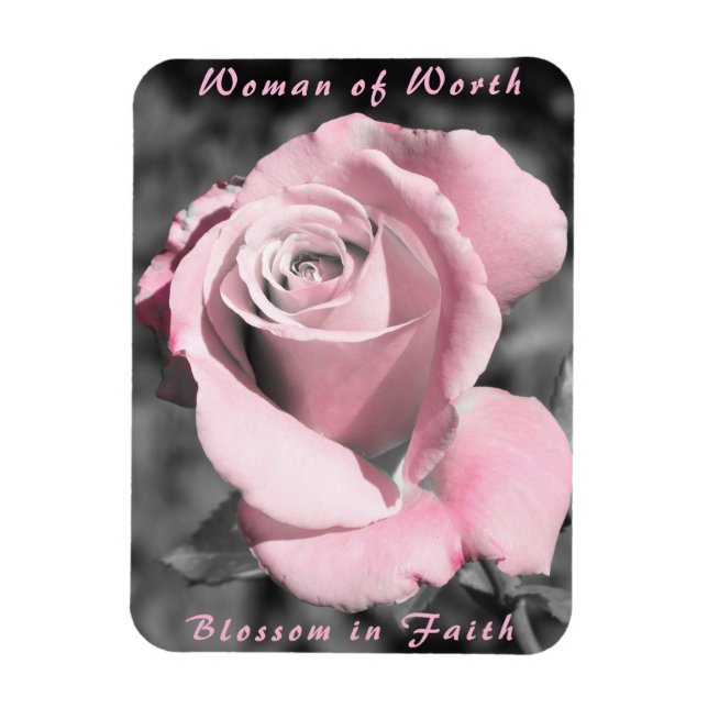 Pink Rose Magnet Faith (Vertical)