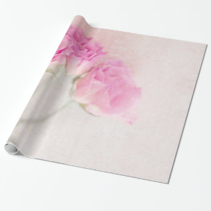 Pink Rose Marble Stone Background Collage Roses Wrapping Paper