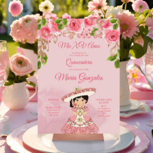 Pink Rose Mexican Mis Quince Invitation