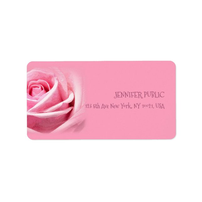 Pink Rose Modern Elegant Template Address Label (Front)