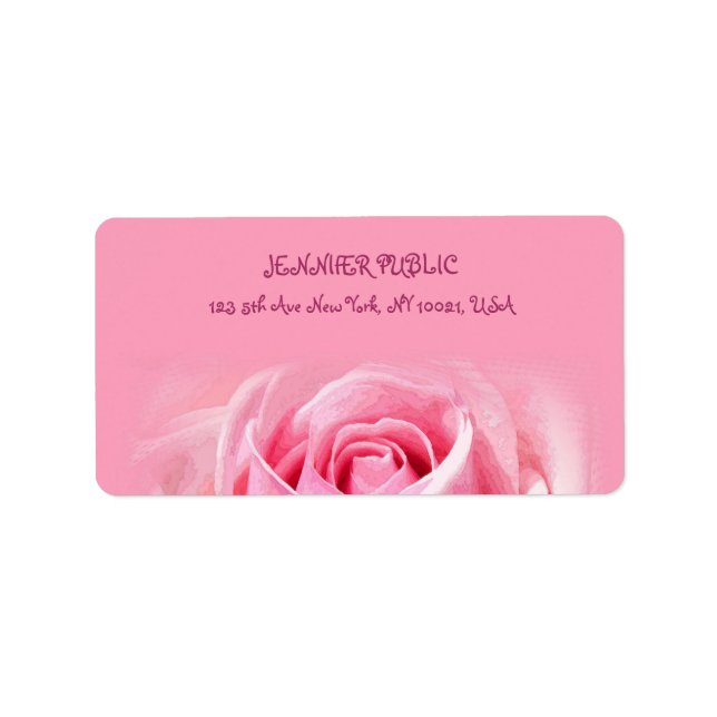 Pink Rose Modern Elegant Template Floral Address Label (Front)