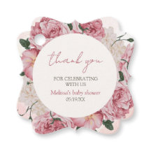 Pink Rose Modern Floral Baby Girl Shower Thank You