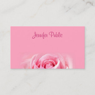 Pink Rose Modern Hand Script Text Elegant Simple Business Card
