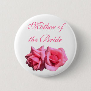 pink rose mother of the bride wedding 6 cm round badge