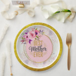 Pink Rose Mother’s Day I Best Mother Ever Paper Plate<br><div class="desc">Pink Rose Mother’s Day I Best Mother Ever Paper Plates. Floral "Best Mother Ever" Paper Plates - Pink and Gold Mother's Day Party Supplies. Celebrate Mom in style with these elegant "Best Mother Ever" disposable paper plates. Designed with a sophisticated pink floral bouquet and a shimmering gold glitter-effect border, these...</div>