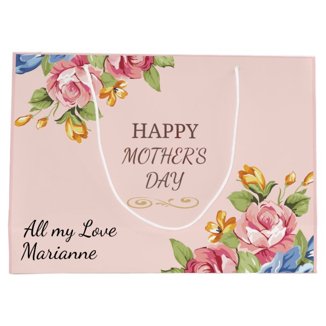 Pink Rose Mother's Day Blessing Large Gift Bag (Back)