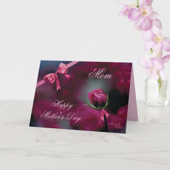Pink Rose Mother's Day Greeting Card (Orchid)