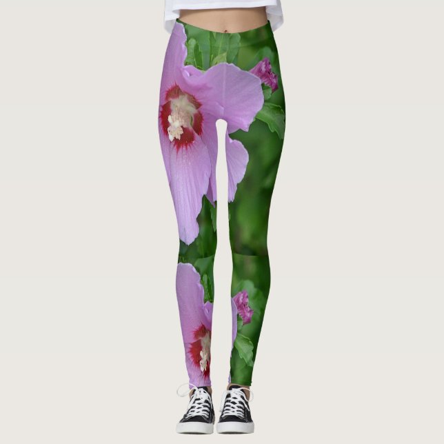 Pink Rose Of Sharon Leggings (Front)