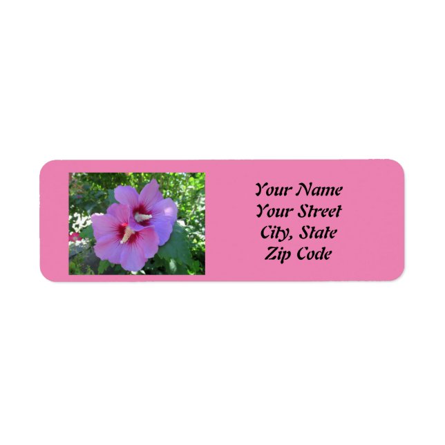 Pink Rose of Sharon Photo Return Address Labels (Front)