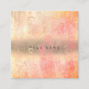 Pink Rose Ombre Abstract Water Linen Balls Square Business Card