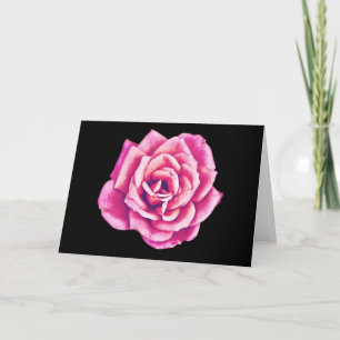 Pink Rose on Black Art Note Card