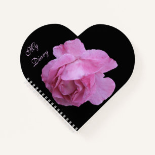 Pink rose on black by Berglind Jewellery  Notebook
