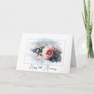 Pink Rose On Piano For 55th Anniversary Card