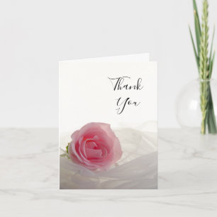 Pink Rose on White Bridesmaid Thank You Card