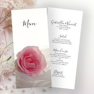 Pink Rose on White Wedding Menu