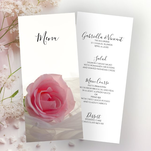 Pink Rose on White Wedding Menu (Creator Uploaded)
