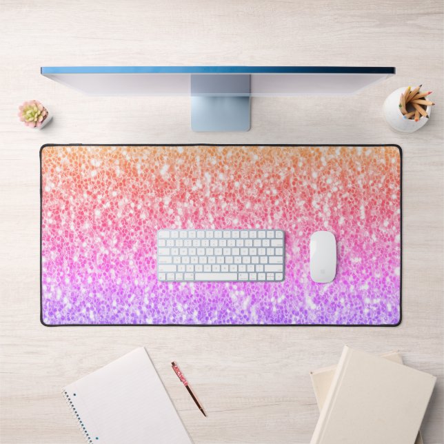Pink rose orange glitter sparkles desk mat (Office 1)