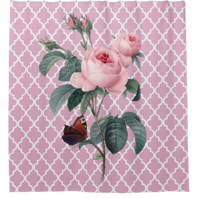 Pink Rose Orient Shower Curtain (Front)