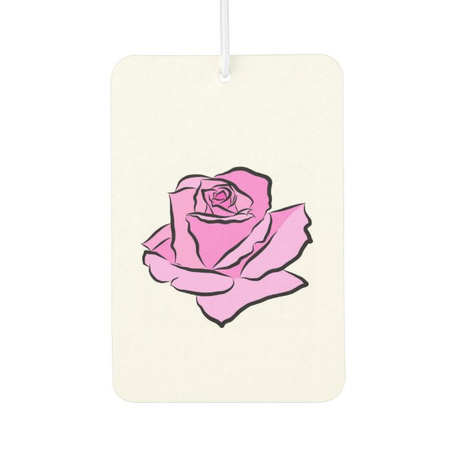 Pink Rose Painted Pink Petals Shades Thick Outline Car Air Freshener (Front)