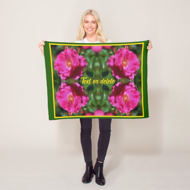 Pink Rose Painting Abstract Flower Personalised Fleece Blanket (In Situ)
