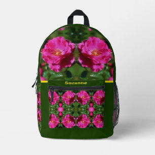 Pink Rose Painting Flower Art Personalised Printed Backpack