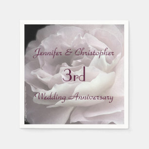 Pink Rose Paper Napkins, 3rd Wedding Anniversary Napkin