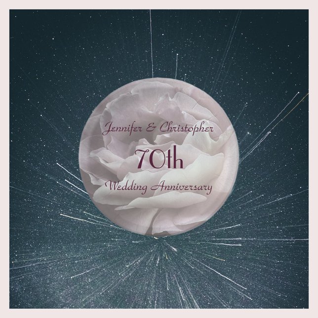 Pink Rose Paper Plates, 70th Wedding Anniversary Paper Plate (Creator Uploaded)