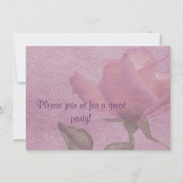 Pink Rose Parchment Style Invitation (Front)