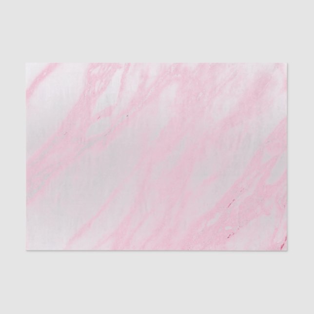 Pink Rose Pastel Blush Metallic Marble Grey Silver Tissue Paper (Front)