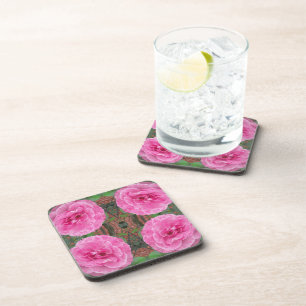 Pink Rose Pattern Coaster