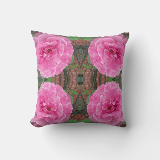Pink Rose Pattern Cushion (Front)