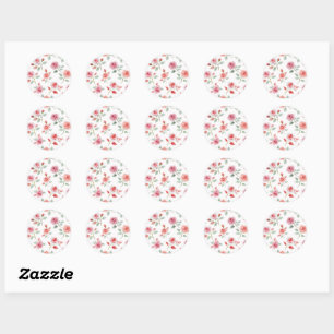 Pink Rose Pattern, soft colour, Classic Round Sticker