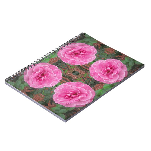 Pink Rose Pattern Spiral Notebook (Left Side)