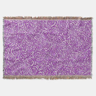 Pink Rose Pattern Throw Blanket