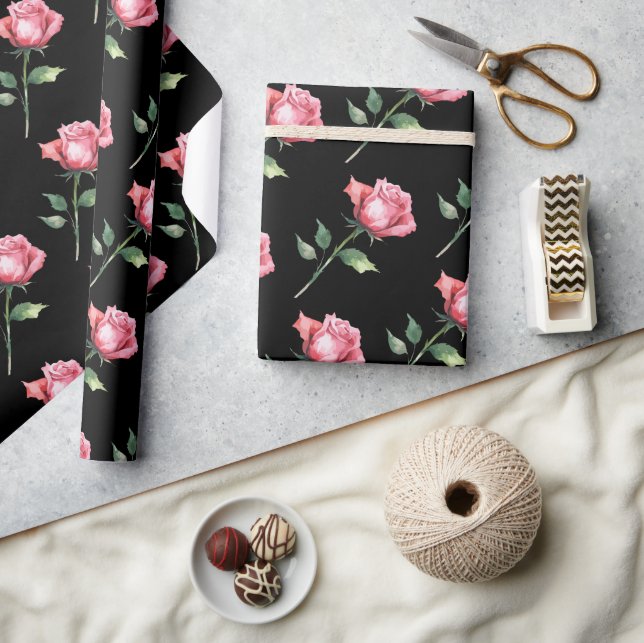Pink Rose Pattern Wrapping Paper (Crafts)