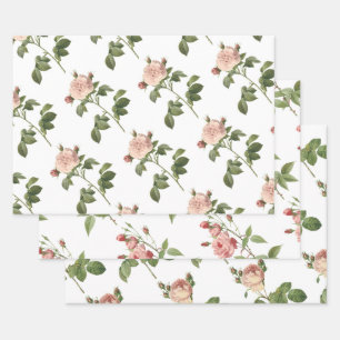 Pink Rose Pattern Wrapping Paper Sheet
