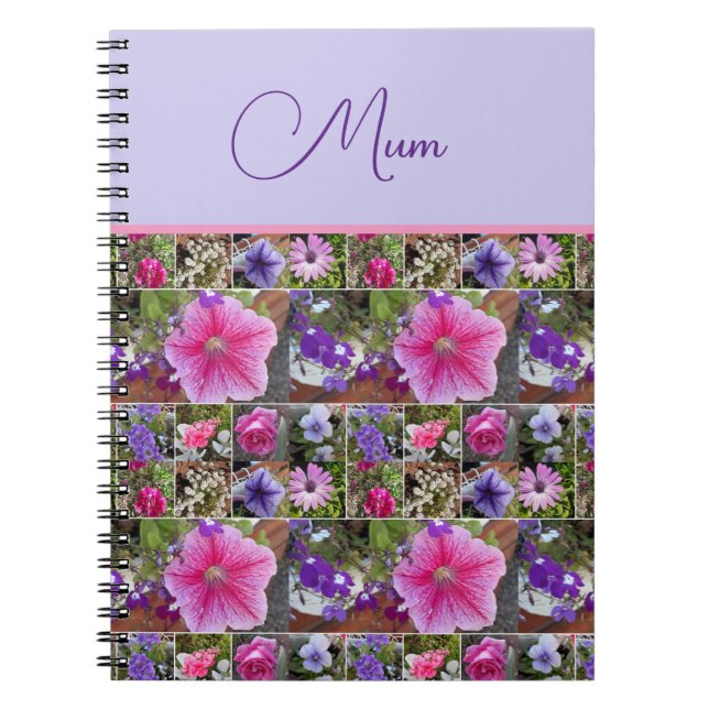 Pink Rose Penunia Daisy Flowers Floral Mothers Day Notebook (Front)