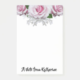 Pink Rose Personalised Brush Letter Post-It Notes
