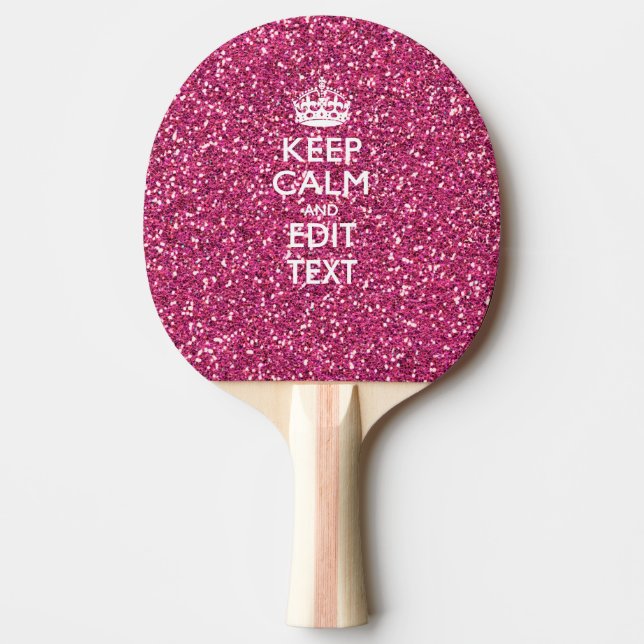 Pink Rose Personalised KEEP CALM AND Your Text Ping Pong Paddle (Front)