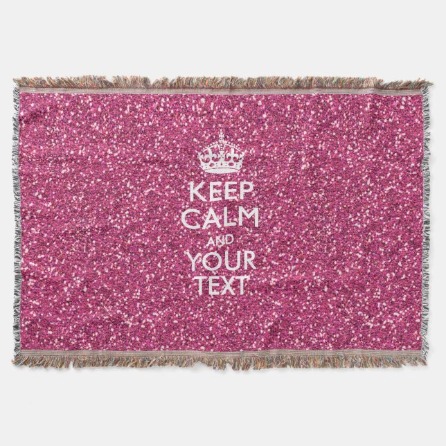 Pink Rose Personalised KEEP CALM AND Your Text Throw Blanket (Front)