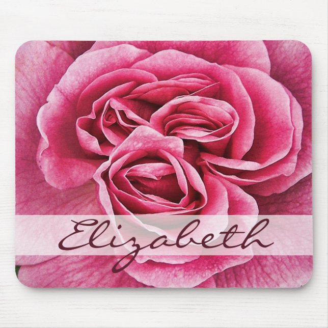 Pink Rose Personalised Mouse Pad (Front)
