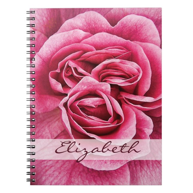 Pink Rose Personalised Notebook (Front)
