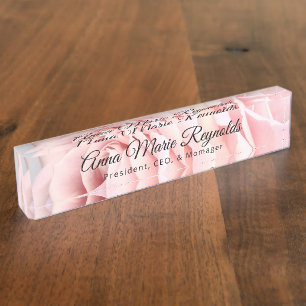 Pink Rose Personalized Name Plate