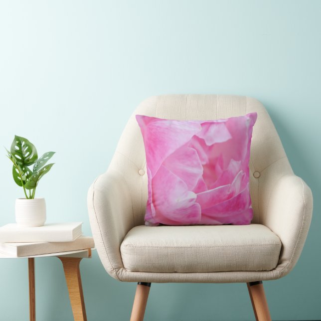 Pink Rose Petals Flower Pillow (Chair)