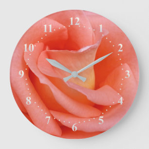 pink rose petals large clock