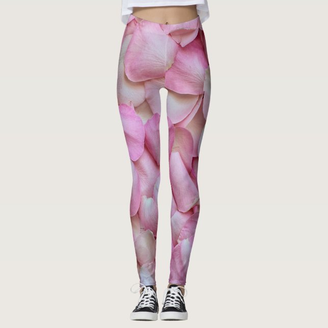 Pink Rose Petals Leggings (Front)
